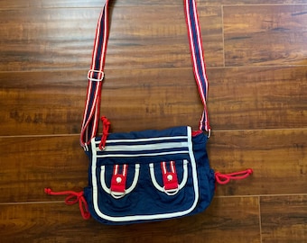 Y2K 2000s Blue, White and Red Crossbody Bag