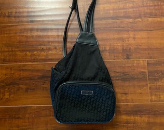 Y2K 2000’s Black mini backpack with Canvas and Leather Detail