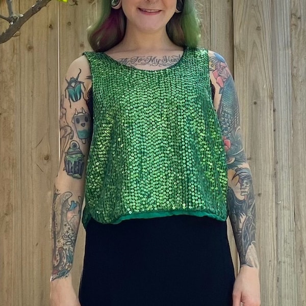 Vintage 1980’s Green Sequined Crop Top