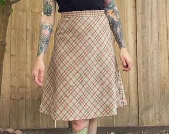 Vintage 1970’s Brown and Orange Plaid Skirt