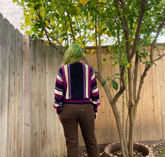 Vintage 1970’s Purple Striped Pullover Sweater - image 3