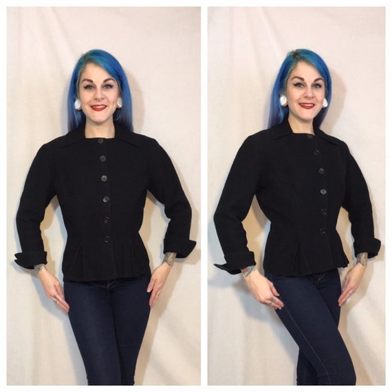 Vintage 1940's Black Knit Jacket