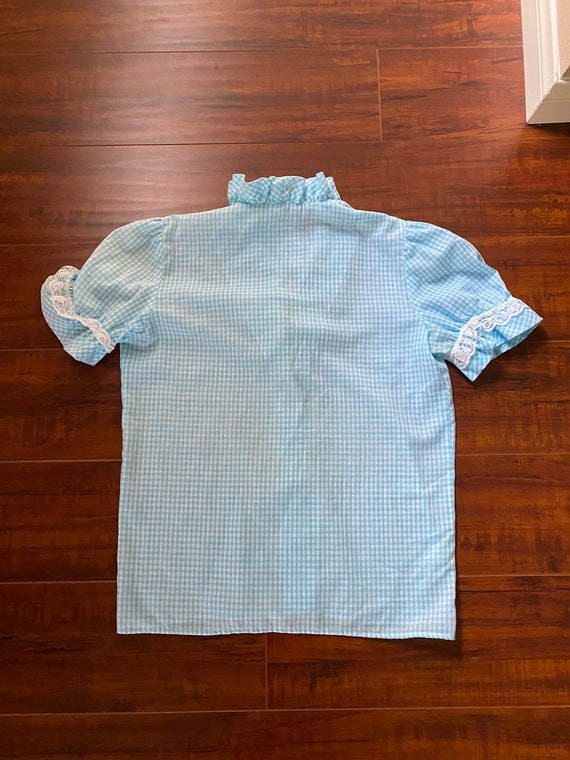 Vintage 1970’s Blue Gingham Skirt and Shirt Set - image 6