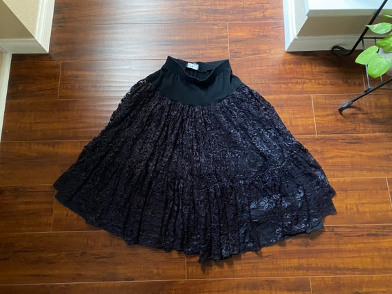 Vintage 1980’s Black Lace Layered Skirt - image 3