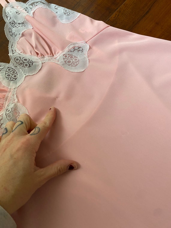 Vintage 1970’s Pink Nylon and Lace Nightgown - image 8