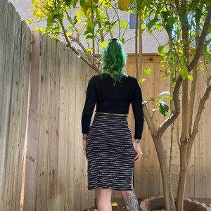 Y2K 2000s Stretchy Black Pencil Skirt with Dots image 2