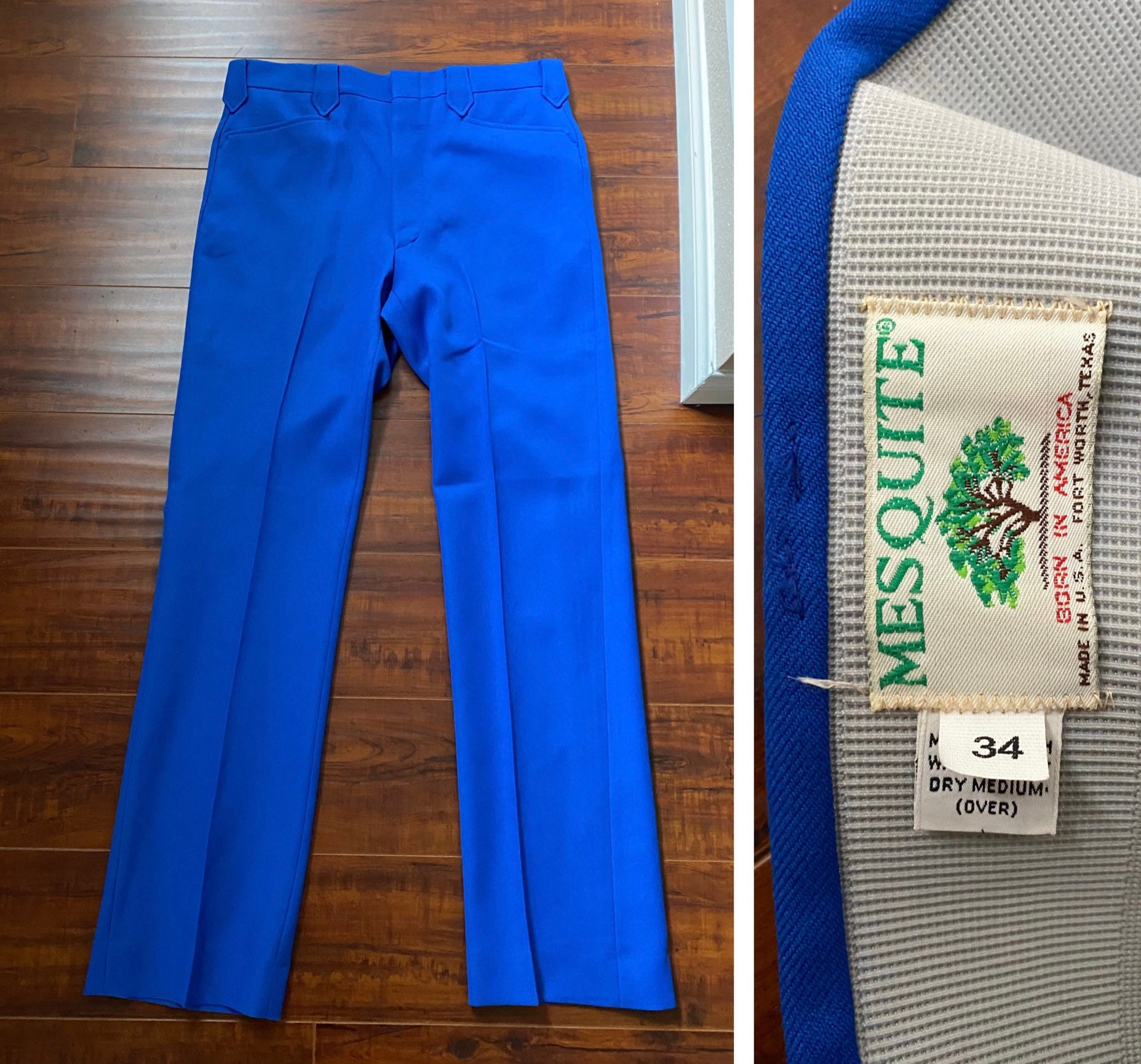 Vintage 1970’s Men’s Blue Polyester Pants 