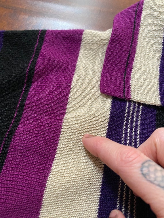 Vintage 1970’s Purple Striped Pullover Sweater - image 10