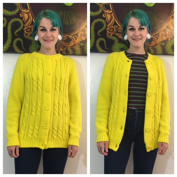 Vintage 1970’s Bright Yellow Knit Cardigan