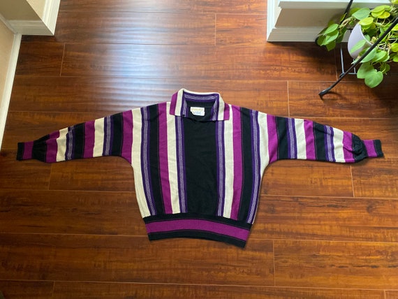 Vintage 1970’s Purple Striped Pullover Sweater - image 4