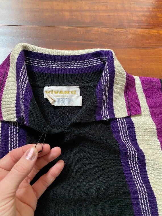 Vintage 1970’s Purple Striped Pullover Sweater - image 9