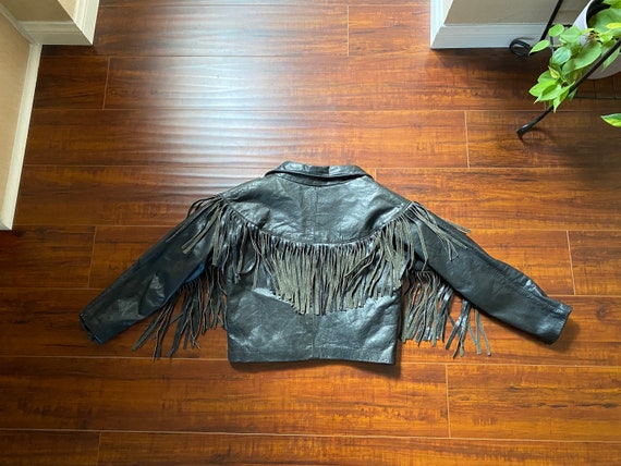 Vintage 1980’s Leather Fringe Jacket Retro 80s - image 5