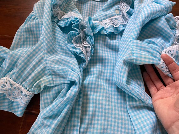 Vintage 1970’s Blue Gingham Skirt and Shirt Set - image 8