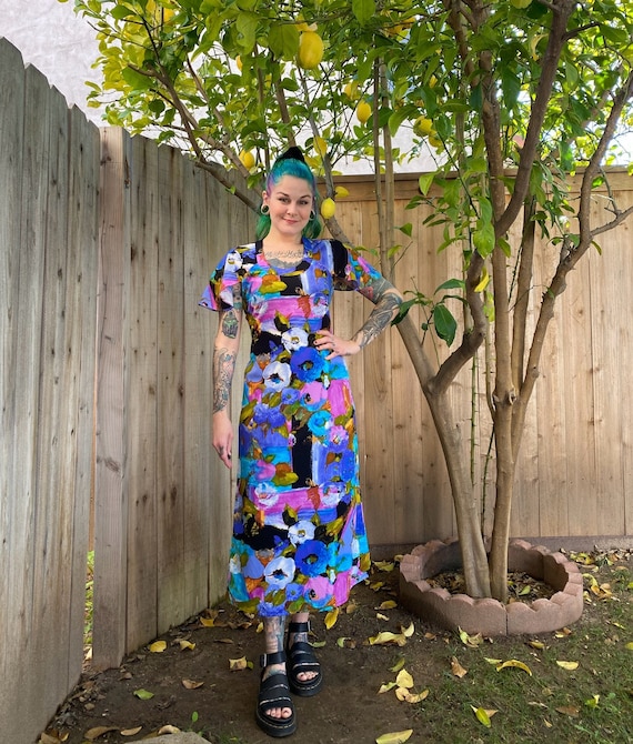 Vintage 1970’s Blue Floral Dress by Mister Robert