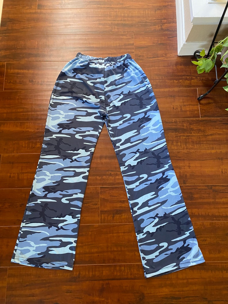 Y2K Blue Camouflage Wide Leg Pants image 5