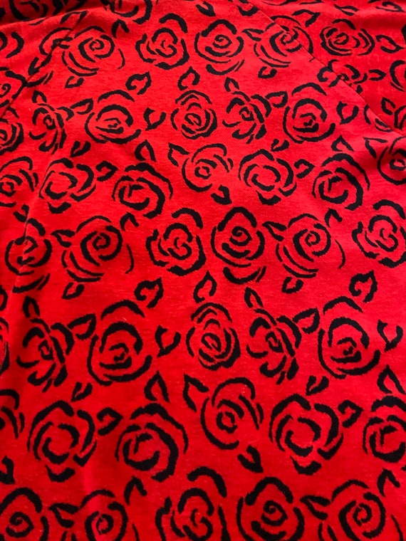 Vintage 1980’s Red Rose Print Cardigan - image 7