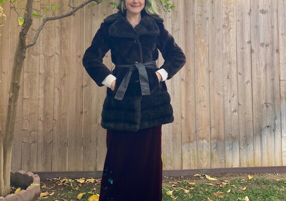Vintage 1970’s Brown Faux Fur Coat - image 1