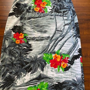 Y2K 2000s Grey Hawaiian Print Maxi Skirt image 9