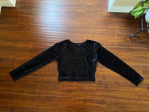 Vintage 1990’s Velvet Long Sleeve Crop Top - image 5