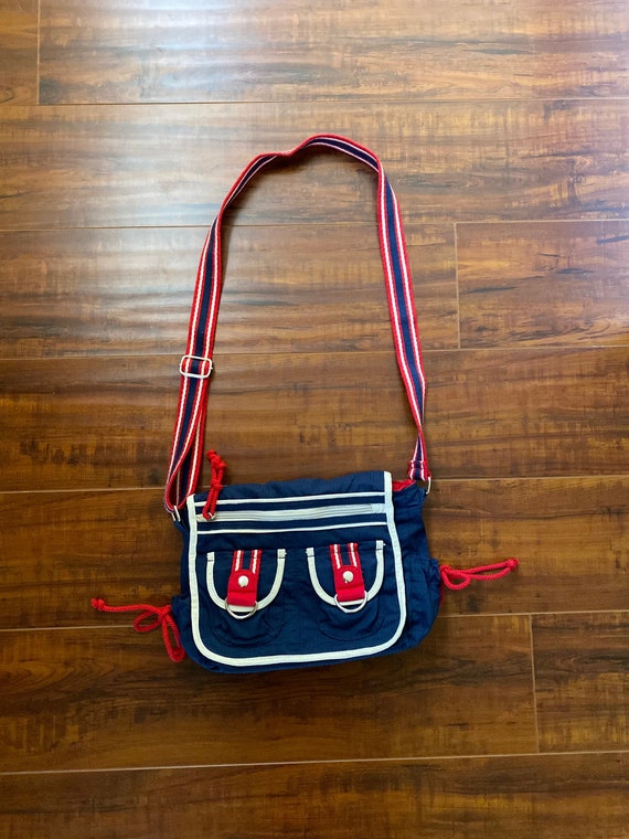 Y2K 2000s Blue, White and Red Crossbody Bag