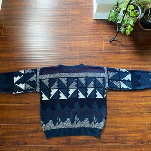 Vintage 1980e Blue and Black Geometric Sweater image 5