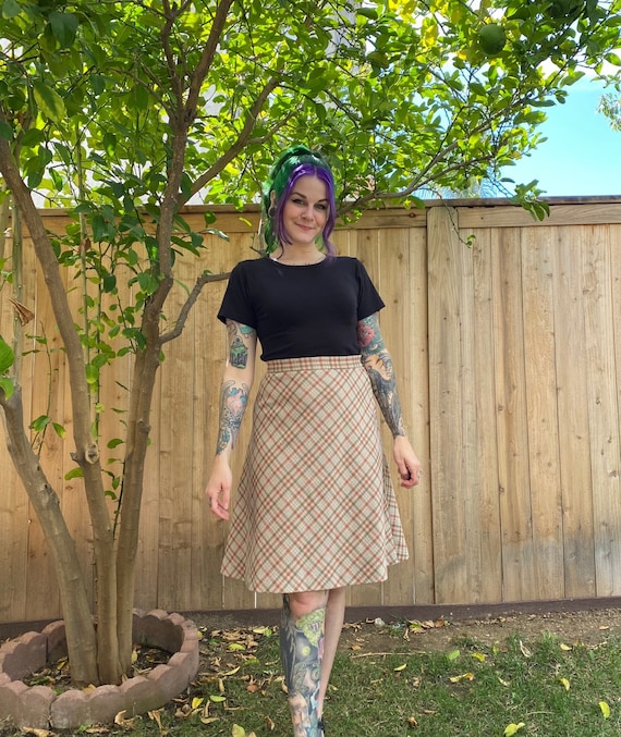 Vintage 1970’s Brown and Orange Plaid Skirt