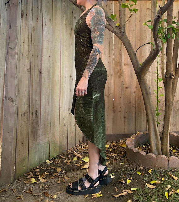 olive green tie dye dress Anahita Dress