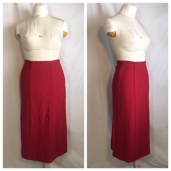 Vintage 1940's Raspberry Colored Wool Skirt
