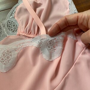 Vintage 1970s Pink Nylon and Lace Nightgown image 10