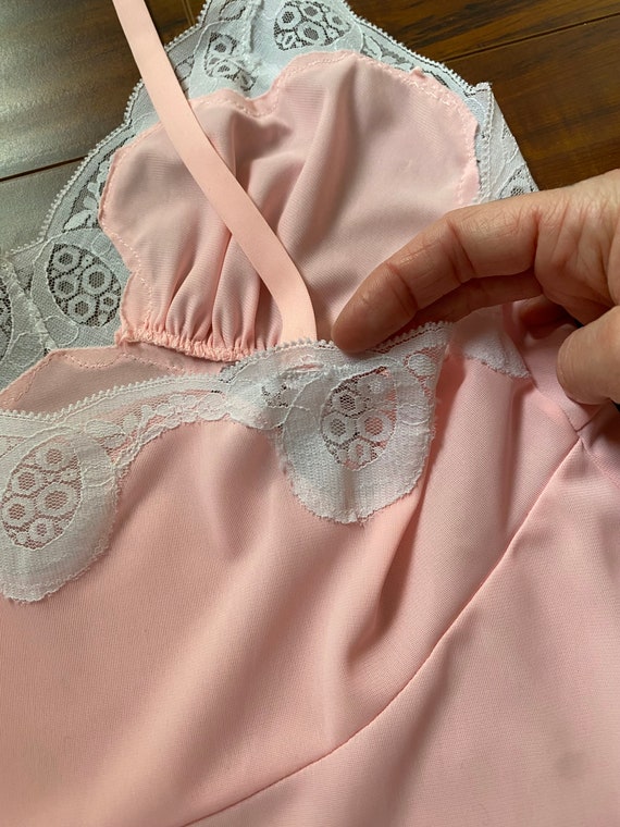 Vintage 1970’s Pink Nylon and Lace Nightgown - image 10
