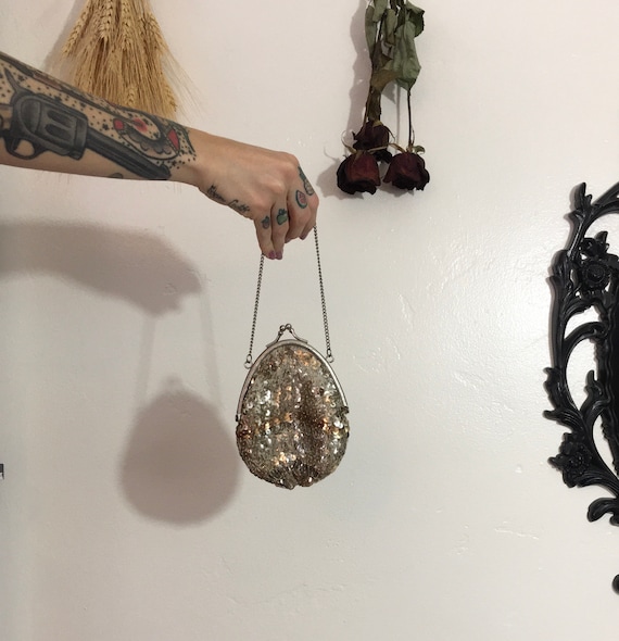 Vintage 1960’s Silver Sequined Tiny Handbag