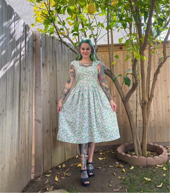 Vintage 1990’s Green and Purple Floral Dress