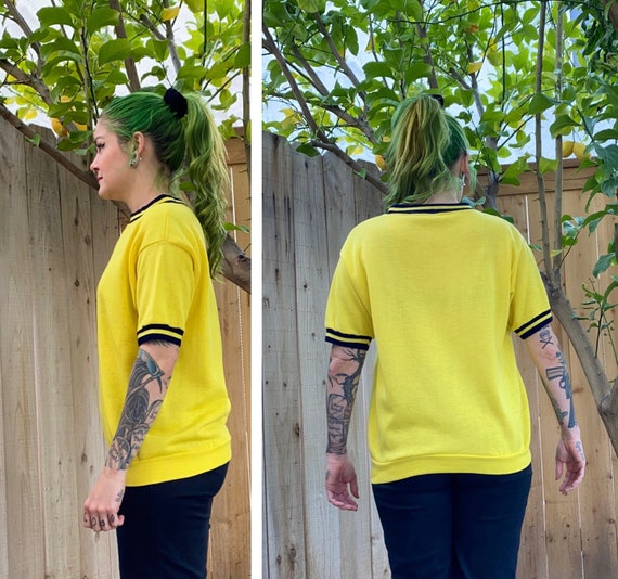 Vintage 1980’s Yellow Short Sleeve Sweatshirt - image 4