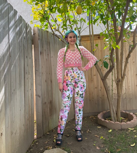 Vintage 1990’s Pink and White Floral Jeans