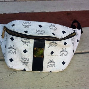 mcm white fanny pack