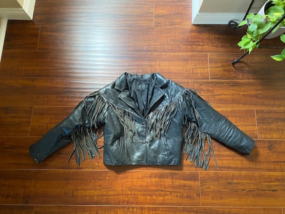 Vintage 1980’s Leather Fringe Jacket Retro 80s - image 4