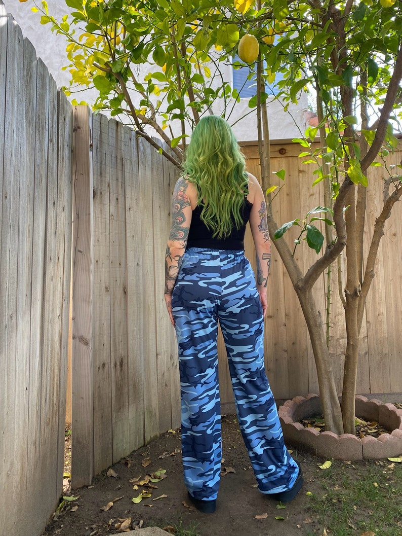 Y2K Blue Camouflage Wide Leg Pants image 2