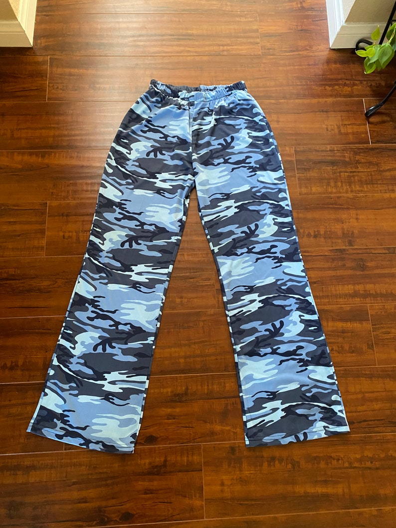 Y2K Blue Camouflage Wide Leg Pants image 4