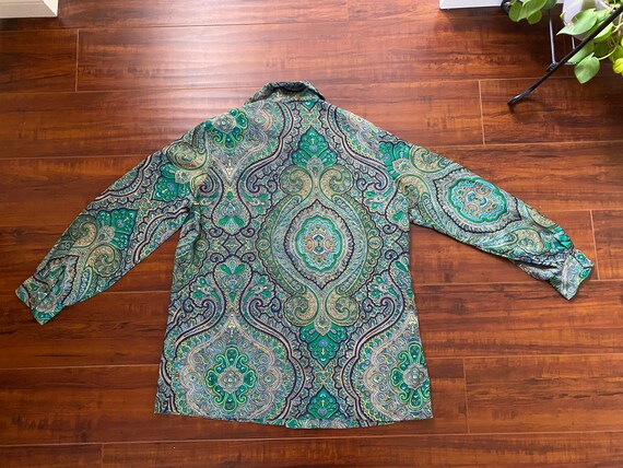 Vintage 1970’s Green Paisley Blouse - image 5