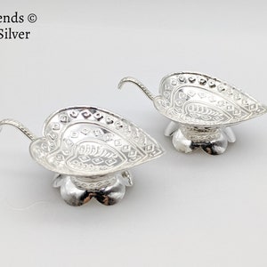 Pure silver heart diya/lamp- pure silver gift items- silver pooja items for home, return gift for navarathri, wedding & housewarming