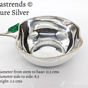 Pure silver sturdy apple shaped bowl 8.5cm diameter- silver babies feeding bowl-silver gift items for birthday, gifts wedding & housewarming