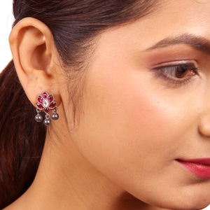Shreeja Stud/925 silver jewelry/Oxidized silver/925 sterling silver /925 Silver studs/Wedding, bridal jewelry/Gifts for her/Christmas gifts