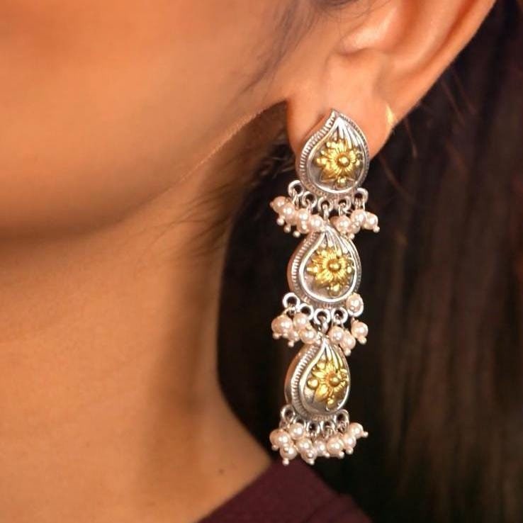 925 Silver Rekha Layered Contemporary Earring/925 Silver/925