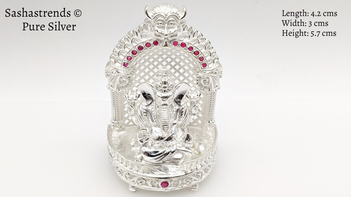 Ganesha idol with mantap Silver gift items Silver Pooja Etsy
