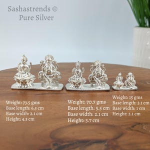 Pure silver statue- Silver solid Lakshmi Ganesha statue- 925 silver gift items- return gift for Navaratri & housewarming