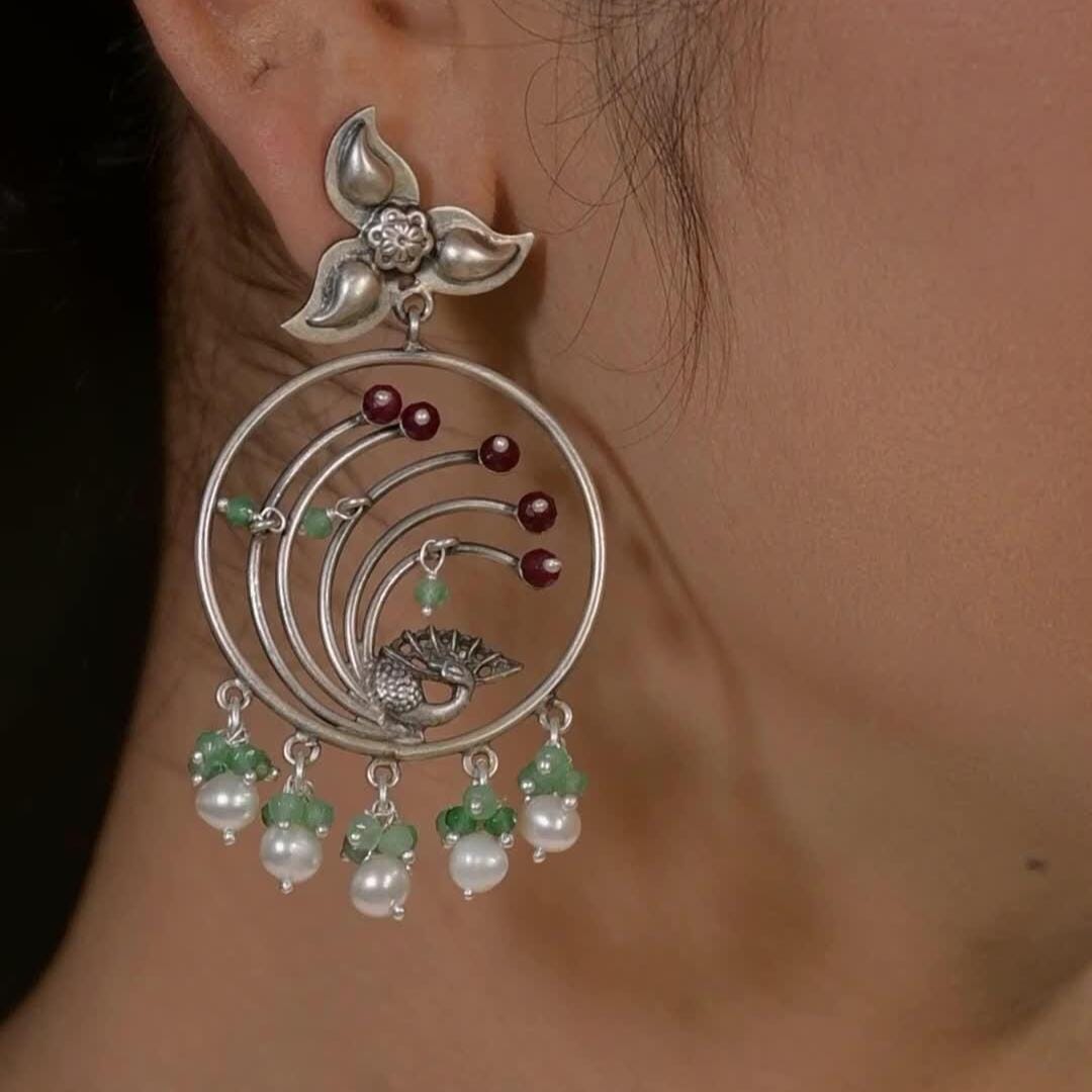 Levinya 925 Silver Oxidized Earring/925 Silver/925 Sterling Silver