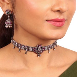 Haweena Necklace/925 silver jewelry/Oxidized silver/Choker/Wedding, bridal jewelry/925 sterling silver choker/Gifts for her/Christmas gifts