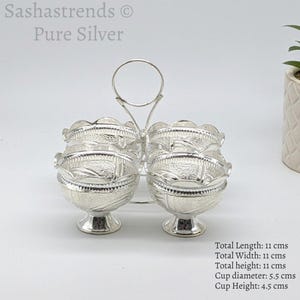 Silver four in one kumkum holder- silver haldi /chandan holder- silver gift items- silver pooja items, return gift for navarathri wedding &