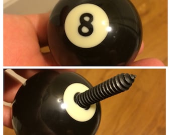 Cane Topper - New pool balls made into cane, walking stick handles- Threaded right into the ball.  Wood screw included.