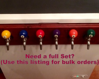 Pool Ball Beer Keg Tap Handle Set, Numbers 1-15 + Cue